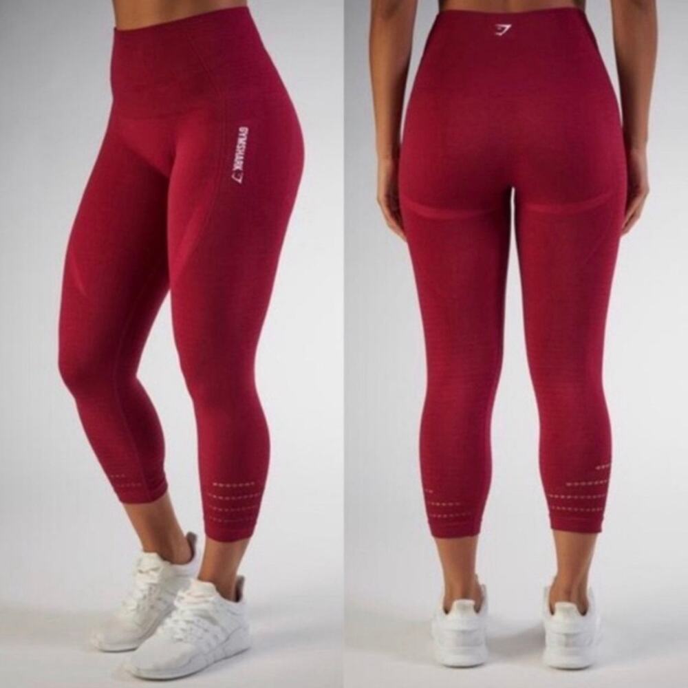 Gymshark Seamless Energy Leggings Beet Red HW Small late 2010s activewear